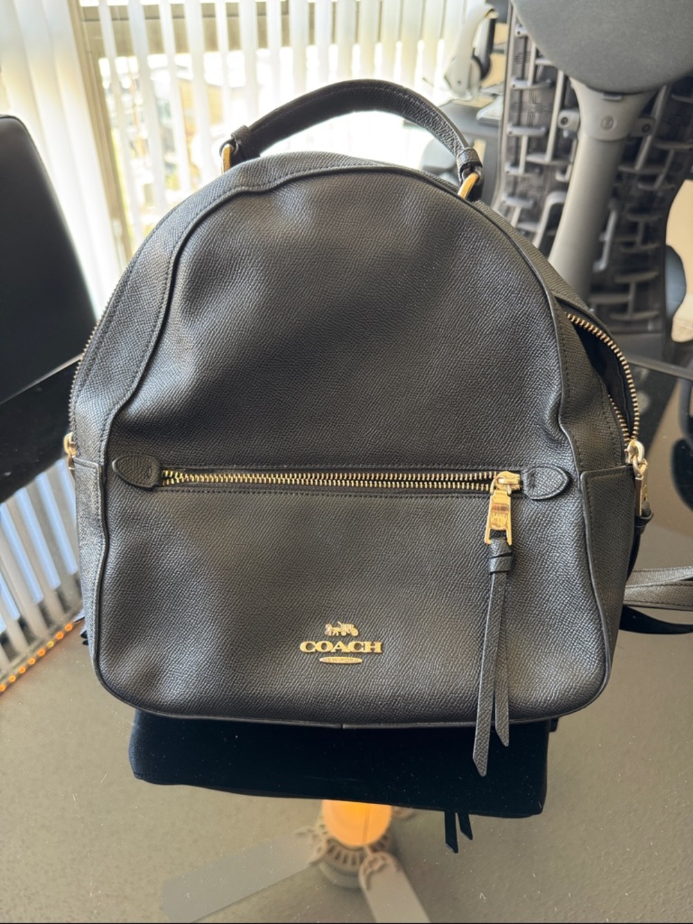 Coach Black Pebbled Leather Mini Backpack with Gold Hardware